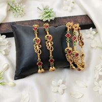 Js Fashion  Traditional Antique Peacock Design High Gold Bangles For Women