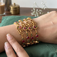 Js Fashion  Traditional Antique Peacock Design High Gold Bangles For Women