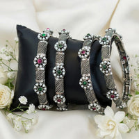Js Fashion  Oxidized Pearl Designer  Set of 4 Bangle for Women