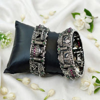 Js Fashion  Oxidized Peacock Designer Set of 2 Bangles for Women
