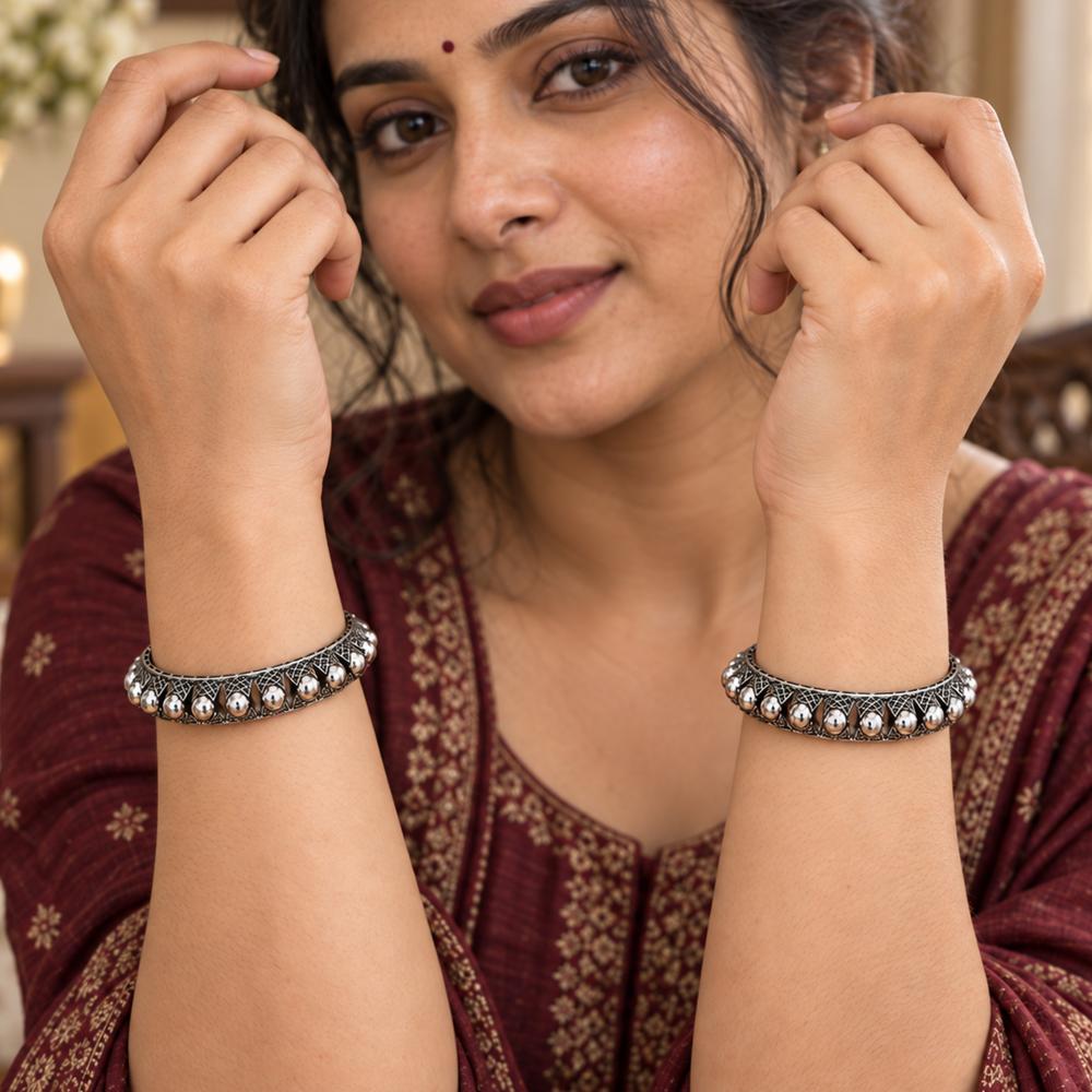 Js Fashion  Elegant Oxidized Handmade Bangle Set for Women