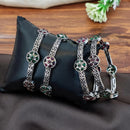 Js Fashion  Oxidized Floral Stone Bangle Set for Women