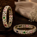 Js Fashion  Elegant High Gold Floral Stone Set of 2 Bangle for Women