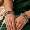 Js Fashion  Antique Oxidized Silver Fancy with Stone Work Set of 4 Bangles for Women