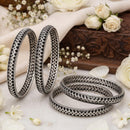 Js Fashion  Antique Oxidized Silver Fancy Set of 4 Bangles for Women