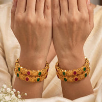 Js Fashion  Traditional Antique High Gold Look Designer Set of 4 Bangles for Women
