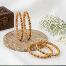 Js Fashion  Traditional Gold Filigree Gemstone Set of 4 Bangles for Women
