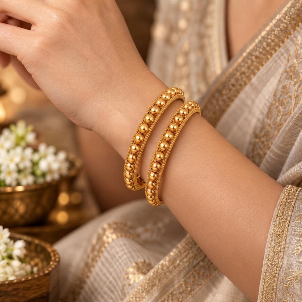 Js Fashion  High Gold Ball Chain Design 4 Bangles Set