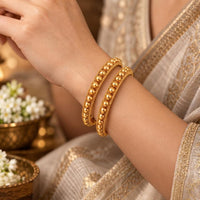 Js Fashion  High Gold Ball Chain Design 4 Bangles Set