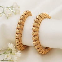 Js Fashion  Premium Traditional Textured Gold Set of 2 Bangles