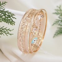 Tarohi Jewels Gold Plated Evil eye Charmed Set Bangle
