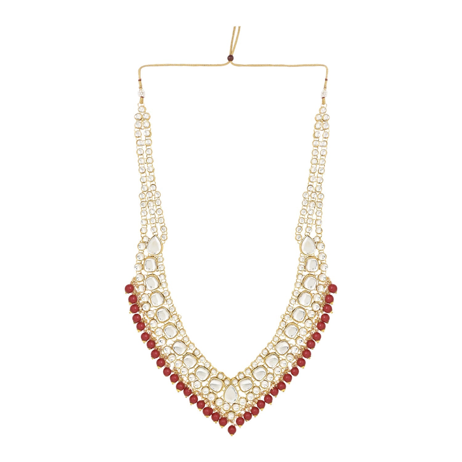 Etnico Wedding Collection Traditional Ethnic Gold Plated Pearl & Kundan Stone Work Bridal Jewellery Set For Women