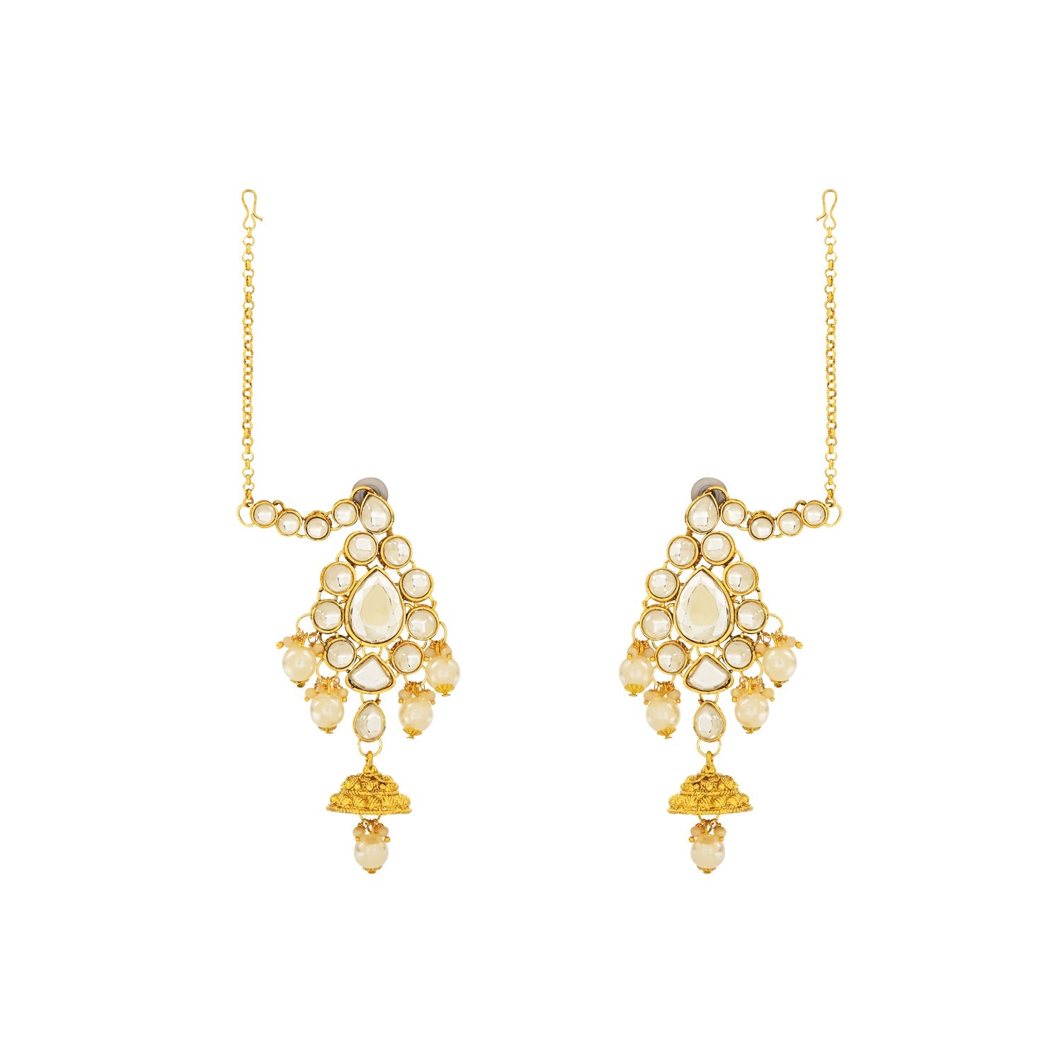 Etnico Wedding Collection Traditional Ethnic Gold Plated Pearl & Kundan Stone Work Bridal Jewellery Set For Women