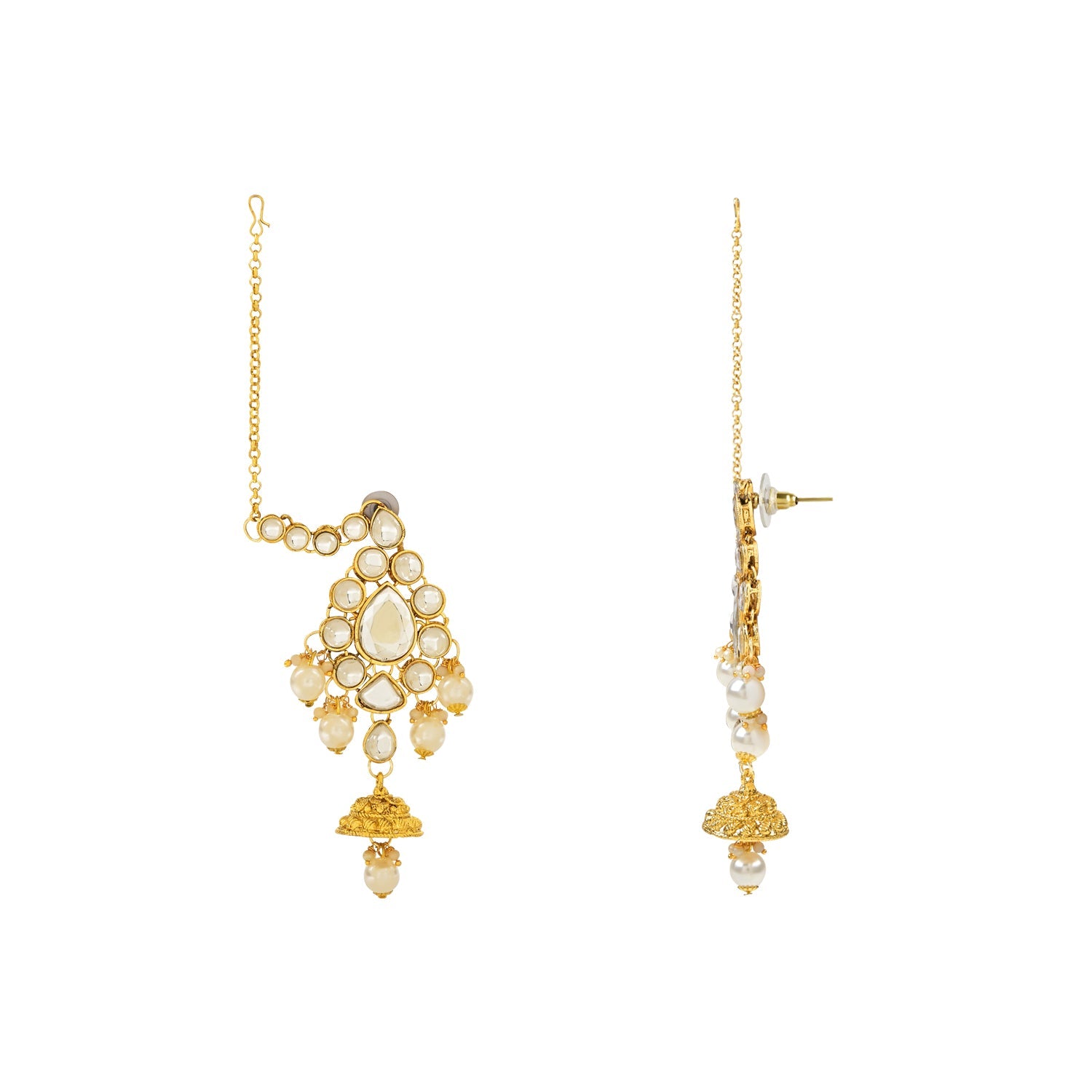 Etnico Wedding Collection Traditional Ethnic Gold Plated Pearl & Kundan Stone Work Bridal Jewellery Set For Women