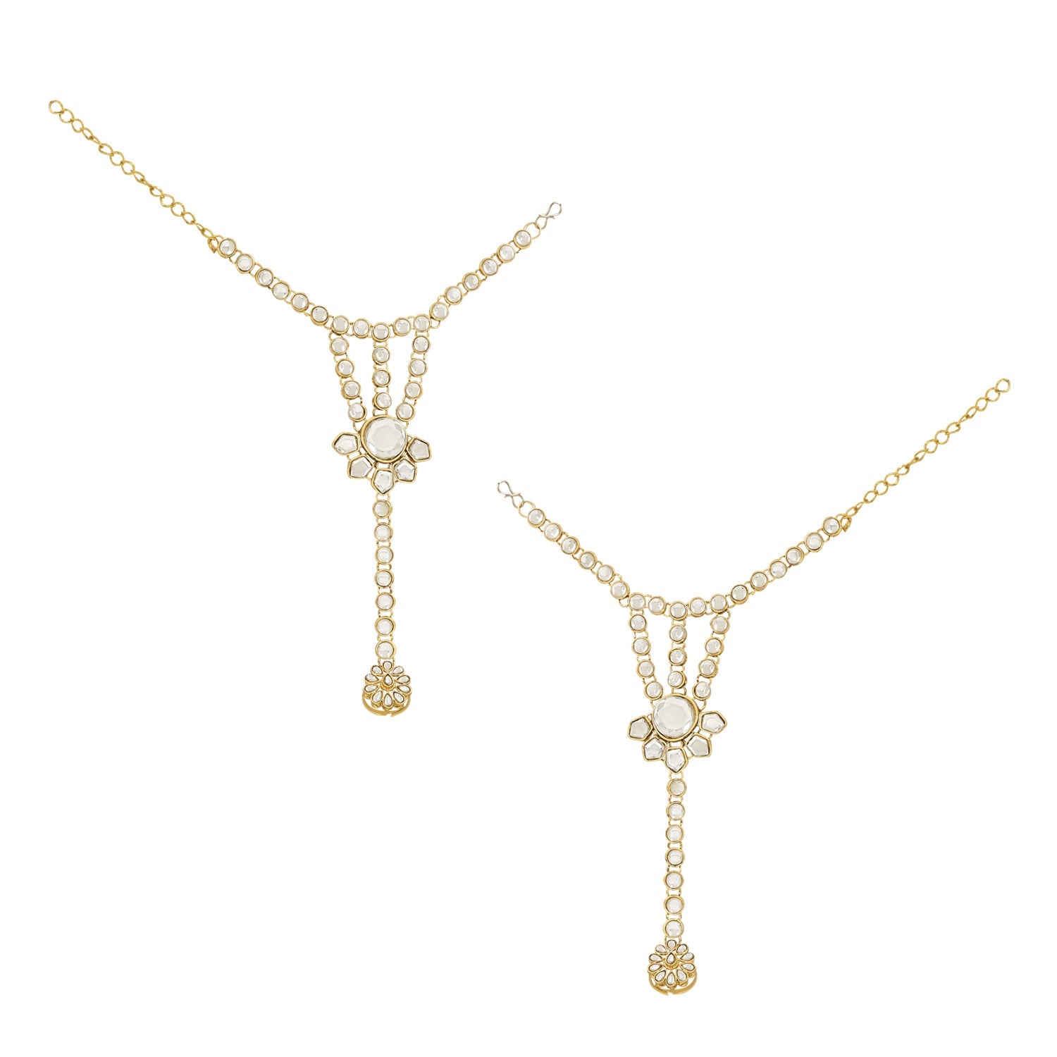 Etnico Wedding Collection Traditional Ethnic Gold Plated Pearl & Kundan Stone Work Bridal Jewellery Set For Women