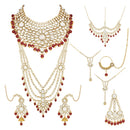 Etnico Wedding Collection Traditional Ethnic Gold Plated Pearl & Kundan Stone Work Bridal Jewellery Set For Women
