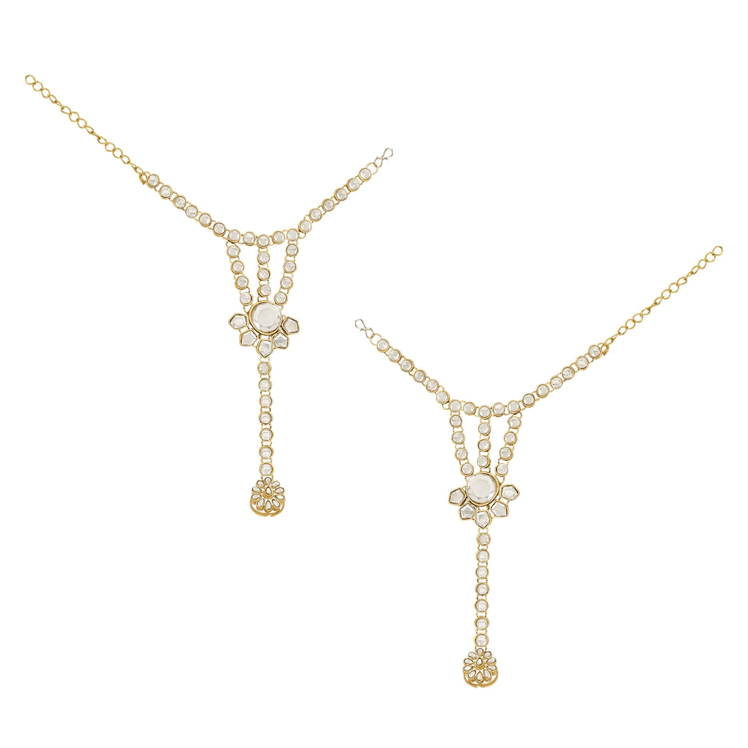 Etnico Wedding Collection Traditional Ethnic Gold Plated Pearl & Kundan Stone Work Bridal Jewellery Set For Women