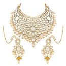 Etnico Wedding Collection Traditional Ethnic Gold Plated Pearl & Kundan Stone Work Bridal Jewellery Set For Women