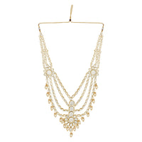 Etnico Wedding Collection Traditional Ethnic Gold Plated Pearl & Kundan Stone Work Bridal Jewellery Set For Women