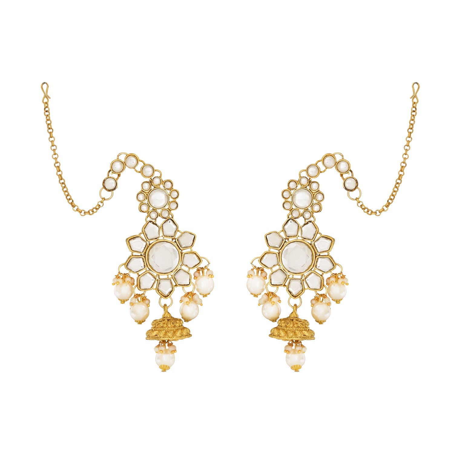 Etnico Wedding Collection Traditional Ethnic Gold Plated Pearl & Kundan Stone Work Bridal Jewellery Set For Women