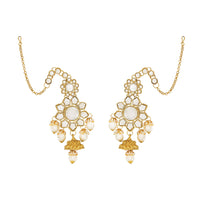 Etnico Wedding Collection Traditional Ethnic Gold Plated Pearl & Kundan Stone Work Bridal Jewellery Set For Women