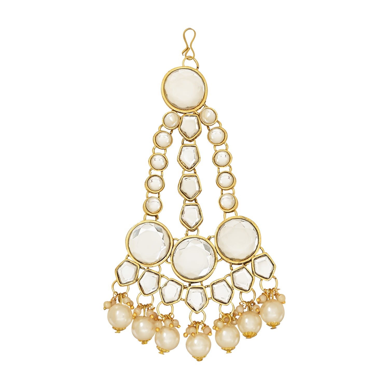 Etnico Wedding Collection Traditional Ethnic Gold Plated Pearl & Kundan Stone Work Bridal Jewellery Set For Women