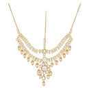 Etnico Wedding Collection Traditional Ethnic Gold Plated Pearl & Kundan Stone Work Bridal Jewellery Set For Women