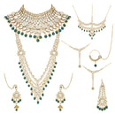 Etnico Wedding Collection Traditional Ethnic Gold Plated Pearl & Kundan Stone Work Bridal Jewellery Set For Women