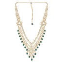 Etnico Wedding Collection Traditional Ethnic Gold Plated Pearl & Kundan Stone Work Bridal Jewellery Set For Women