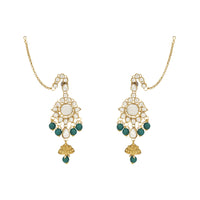 Etnico Wedding Collection Traditional Ethnic Gold Plated Pearl & Kundan Stone Work Bridal Jewellery Set For Women