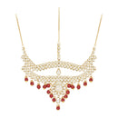 Etnico Wedding Collection Traditional Ethnic Gold Plated Pearl & Kundan Stone Work Bridal Jewellery Set For Women