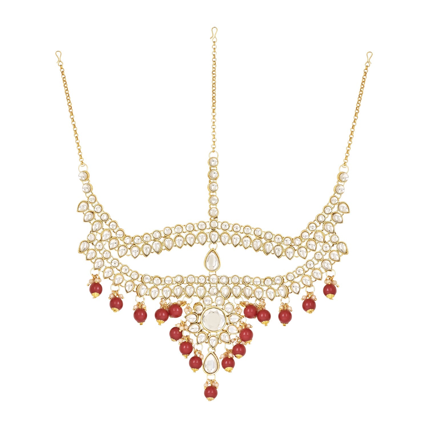 Etnico Wedding Collection Traditional Ethnic Gold Plated Pearl & Kundan Stone Work Bridal Jewellery Set For Women