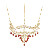 Etnico Wedding Collection Traditional Ethnic Gold Plated Pearl & Kundan Stone Work Bridal Jewellery Set For Women