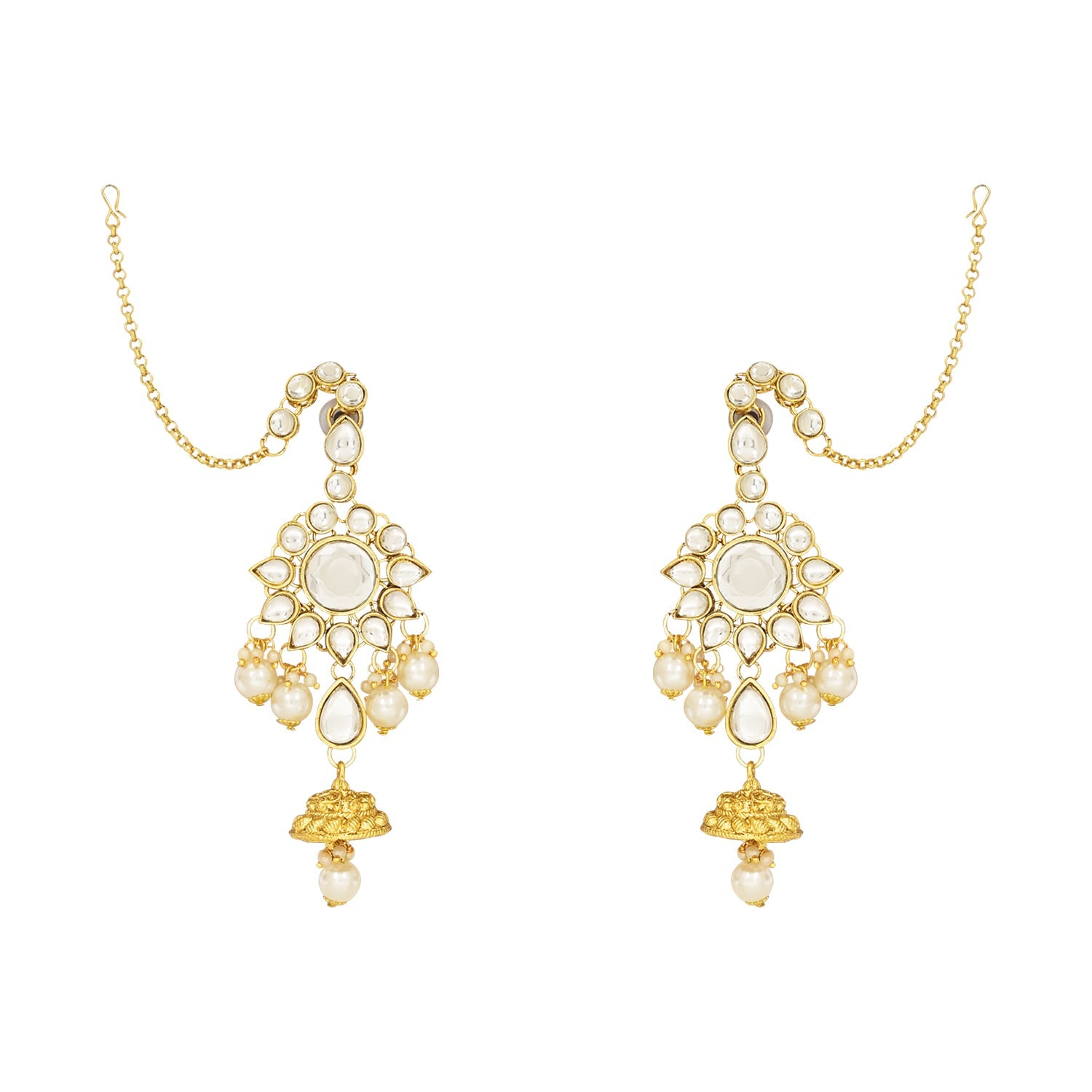 Etnico Wedding Collection Traditional Ethnic Gold Plated Pearl & Kundan Stone Work Bridal Jewellery Set For Women