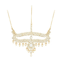 Etnico Wedding Collection Traditional Ethnic Gold Plated Pearl & Kundan Stone Work Bridal Jewellery Set For Women