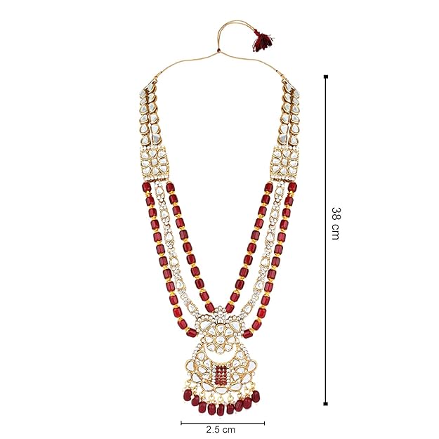 Etnico Wedding Collection Traditional Ethnic Gold Plated Pearl & Kundan Stone Work Bridal Jewellery Set For Women