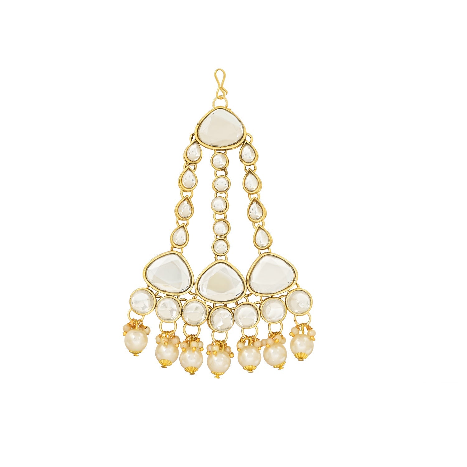 Etnico Wedding Collection Traditional Ethnic Gold Plated Pearl & Kundan Stone Work Bridal Jewellery Set For Women