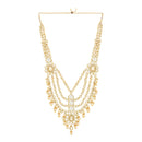 Etnico Wedding Collection Traditional Ethnic Gold Plated Pearl & Kundan Stone Work Bridal Jewellery Set For Women