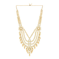 Etnico Wedding Collection Traditional Ethnic Gold Plated Pearl & Kundan Stone Work Bridal Jewellery Set For Women