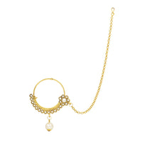 Etnico Wedding Collection Traditional Ethnic Gold Plated Pearl & Kundan Stone Work Bridal Jewellery Set For Women