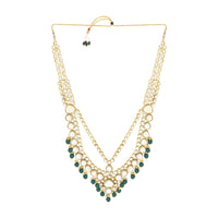 Etnico Wedding Collection Traditional Ethnic Gold Plated Pearl & Kundan Stone Work Bridal Jewellery Set For Women