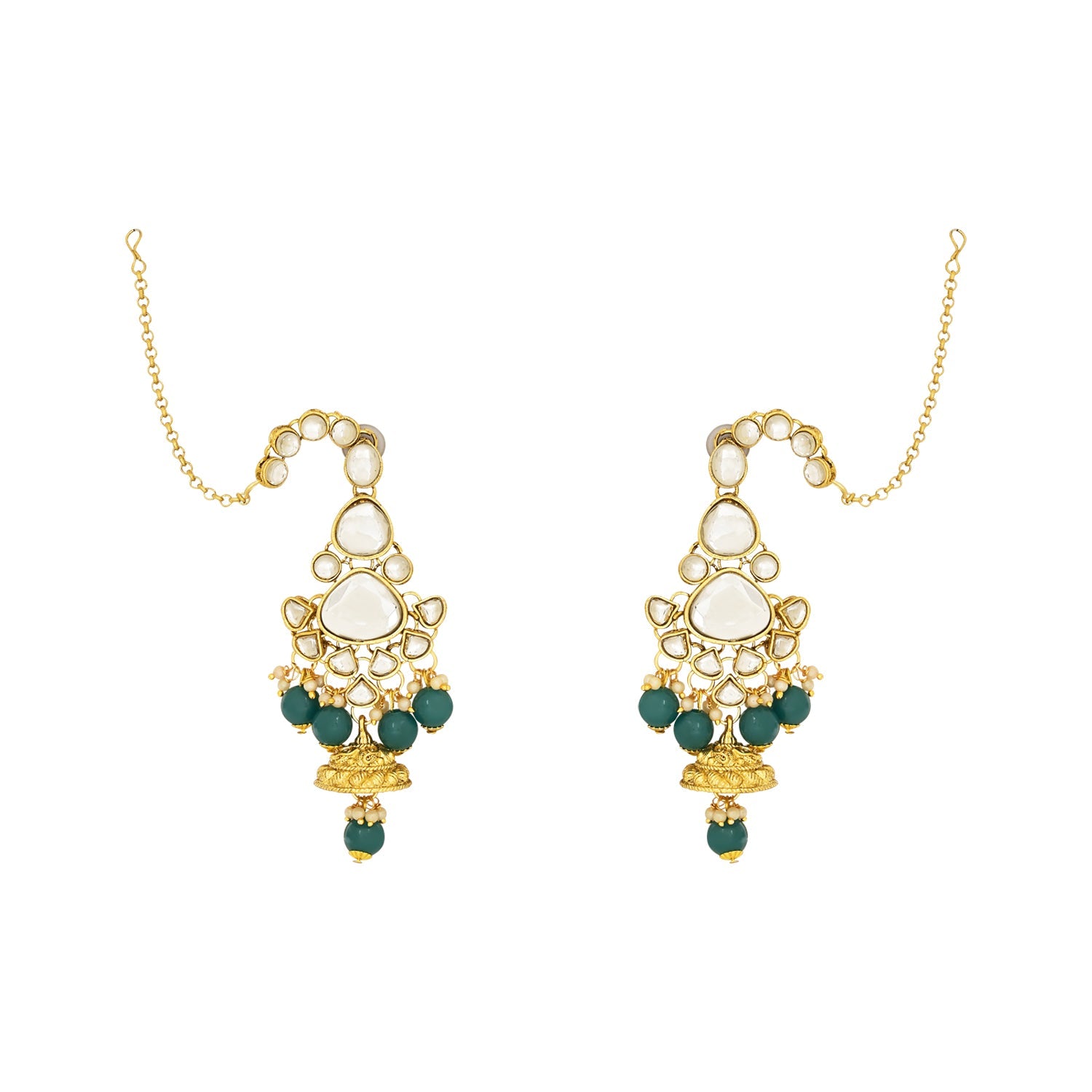 Etnico Wedding Collection Traditional Ethnic Gold Plated Pearl & Kundan Stone Work Bridal Jewellery Set For Women