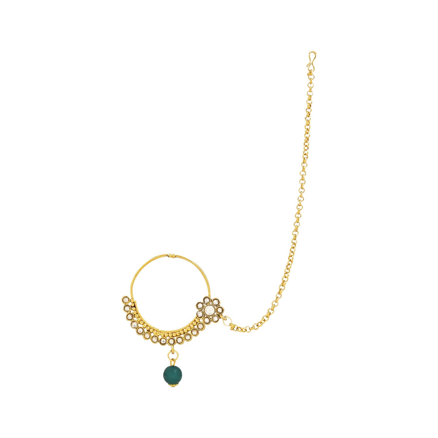 Etnico Wedding Collection Traditional Ethnic Gold Plated Pearl & Kundan Stone Work Bridal Jewellery Set For Women