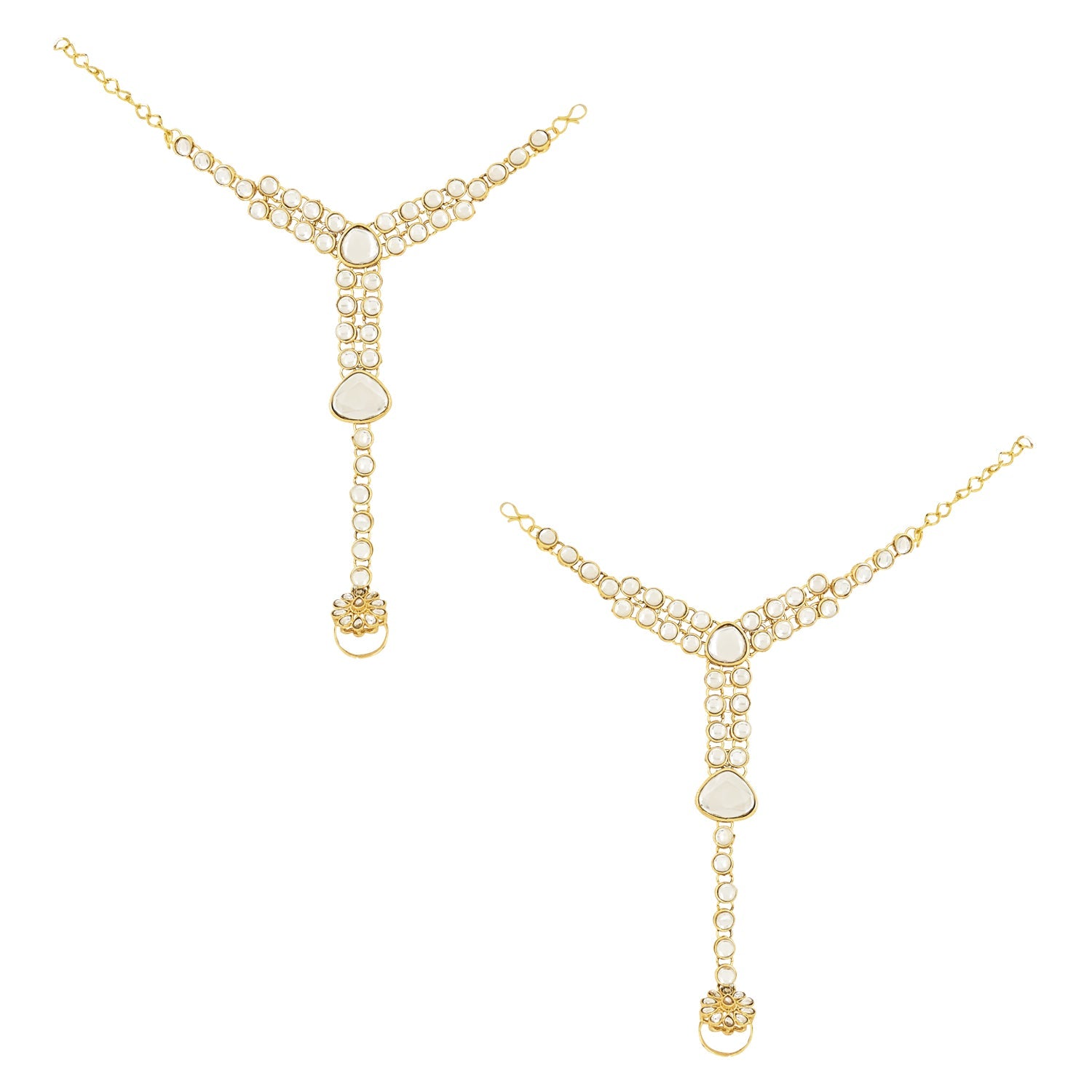 Etnico Wedding Collection Traditional Ethnic Gold Plated Pearl & Kundan Stone Work Bridal Jewellery Set For Women