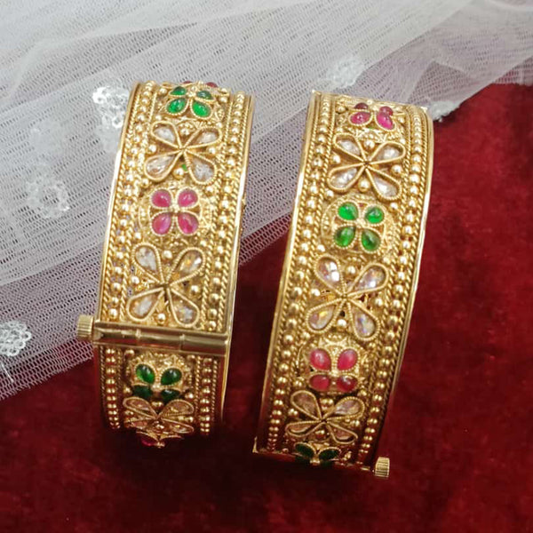 Exotica Collection Gold Plated Crystal Stone Openable Kada