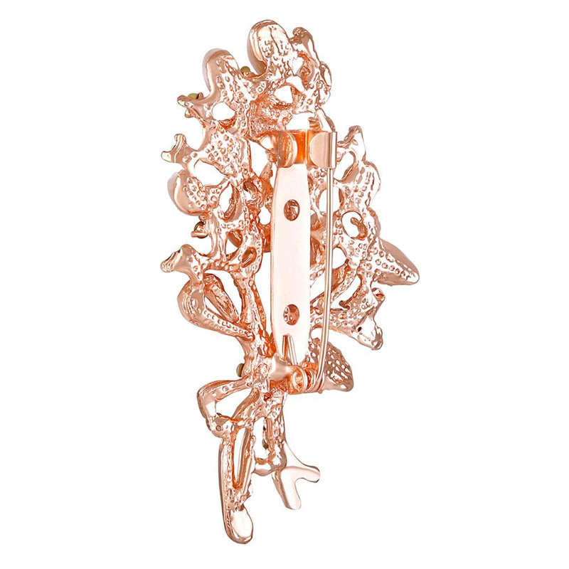 Mahi Rose Gold Plated Opal Wheat Flower Bouquet Dress Scarf Brooch / Saree Pin for Women (BP1101121ZWhi)