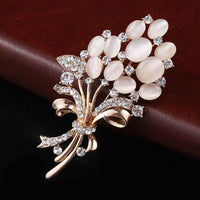 Mahi Rose Gold Plated Opal Wheat Flower Bouquet Dress Scarf Brooch / Saree Pin for Women (BP1101121ZWhi)