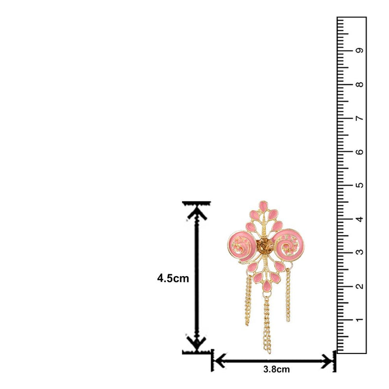 Mahi Pink Meenakari Work Hanging Chains Floral Brooch for Men (BP1101124GLPin)