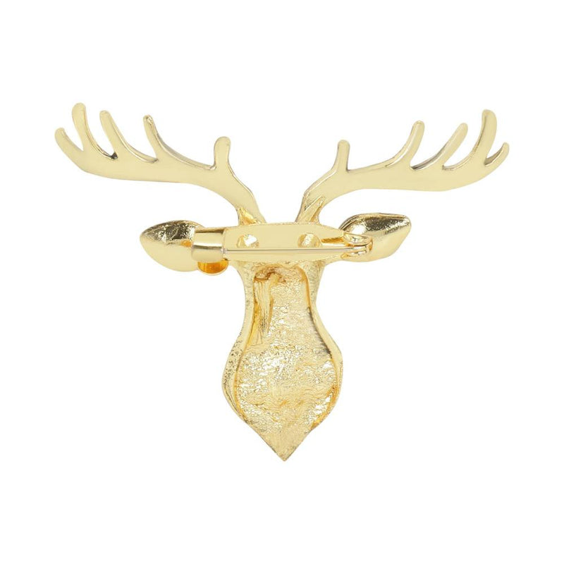 Mahi Gold Plated Classic Deer-Shaped Wedding Lapel Pin / Brooch with Crystal for Men (BP1101132GWhi)