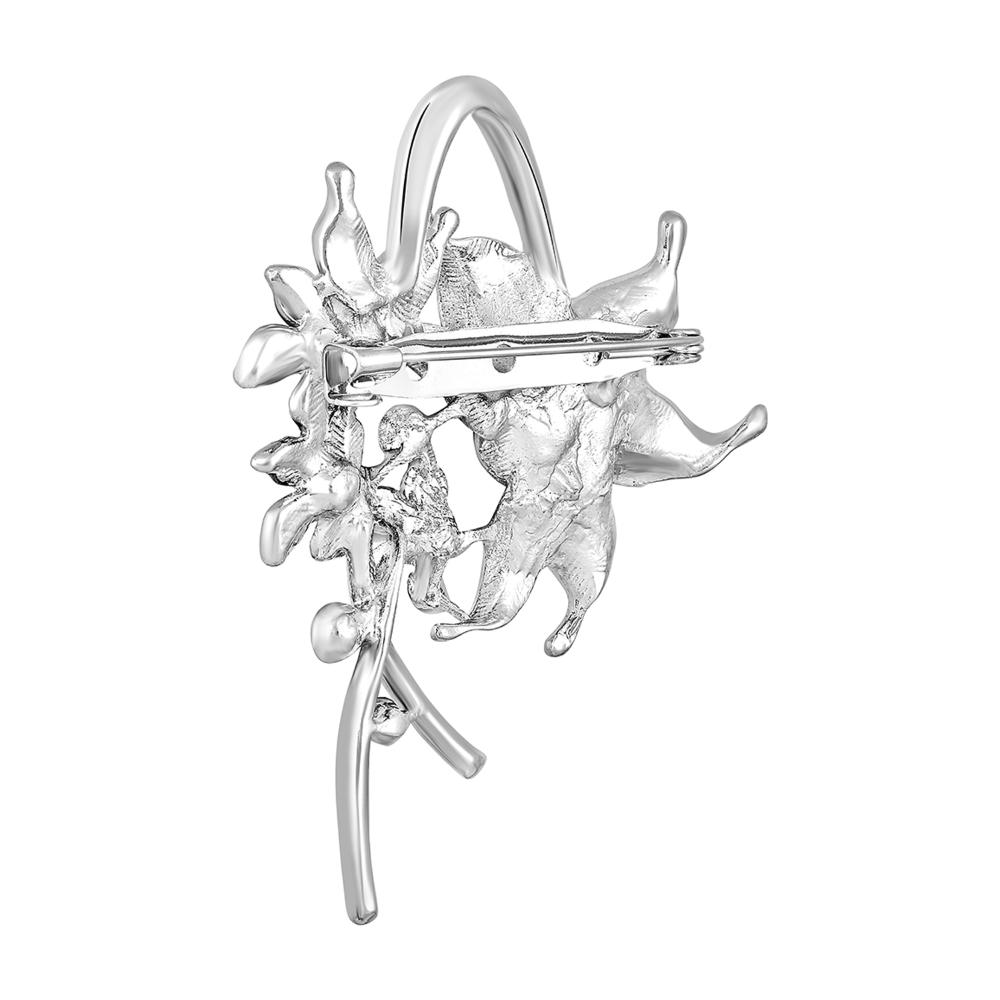 Mahi Rhodium Plated Green and White Crystals Cute Deer-Shaped Saree Pin / Wedding Brooch for Women (BP1101134RGre)